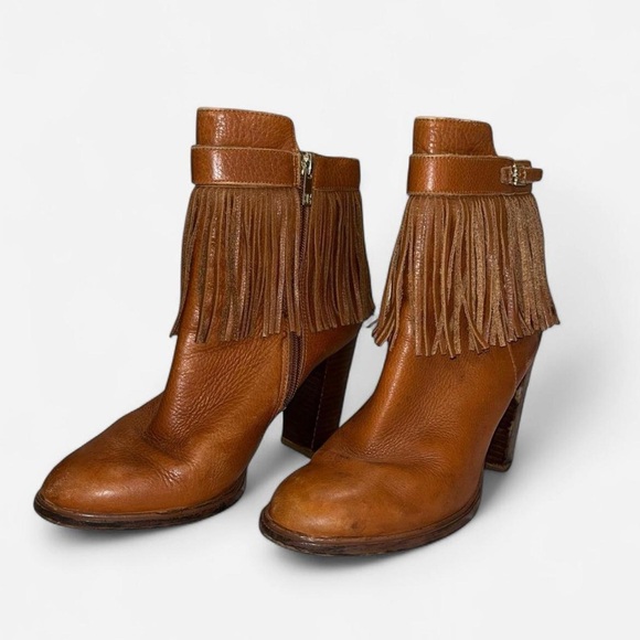 Ivanka Trump Fringe Boho Festival Concert Ankle Boots • Brown Leather • Size 8 - Picture 1 of 6